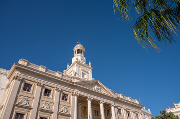 Fototapeta premium Historic city hall in Cadiz on a beautiful summer morning.
