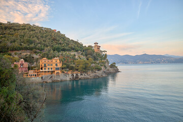 Dreamy Sunset Over Portofino's Colorful Waterfront Homes