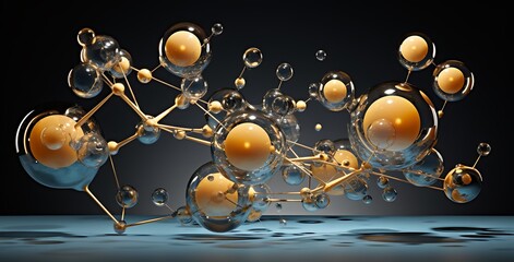 Molecular structure of the atom, 3D illustration