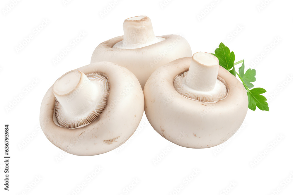 Wall mural white mushrooms isolated on transparent