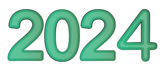 Inscription 2024 new year, according to the Chinese calendar. Green dragon character