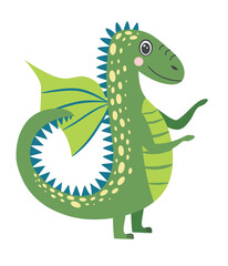 Year of the Dragon 2024, Chinese calendar. Cute green christmas dragon in santa hat