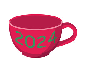 Year of the Dragon 2024, Chinese calendar. Cute dragons and inscription 2024