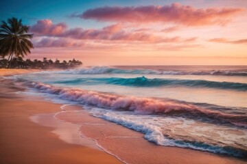 Sun Setting Over the Ocean: Serene Beachscape