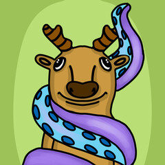 cartoon OCTOPUS DEER