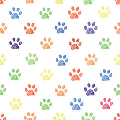 Rainbow colored paw prints pattern - 636800727