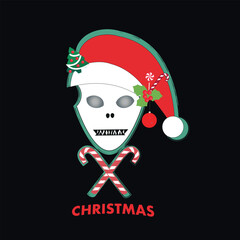 Christmas skull illustration Happy new year design