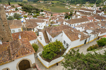 Fototapeta premium Historic streets of the medieval Obidos castle in Portugal.
