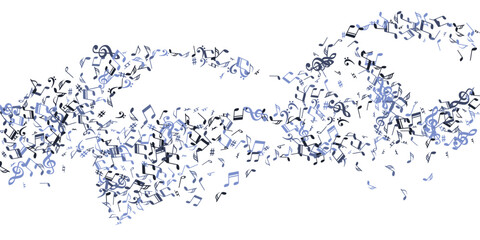 Music notes flying vector pattern. Song notation