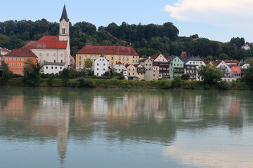 Naklejka na ściany i meble church on the river, Passau, Danube, Germany