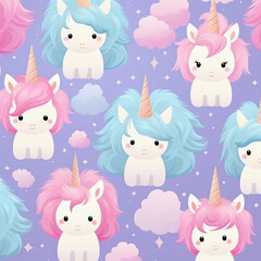 cute unicorn  pastel colours background 