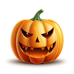 3d, Halloween - pumpkin, glow realistic, symbol of Halloween holiday celebration, white background
