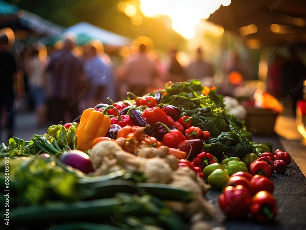 Canvas Prints A table filled with lots of different types of vegetables. Generative AI.