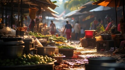 A market with many different types of fruits and vegetables. Generative AI.