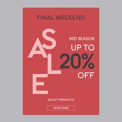 Final weekend sale 20% off discount promotion poster