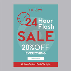 24 hour flash sale 20% off discount promotion poster