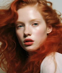Fototapeta premium Close-up portrait of beautiful young redhead woman