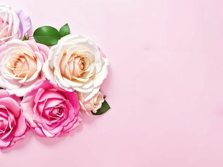 roses on pink background with text space 