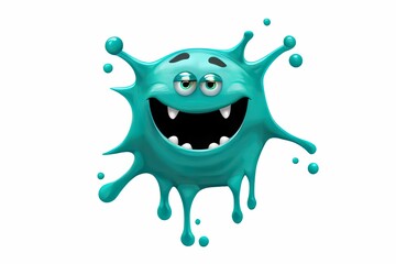 teal monster clip art, character, smile, paint, funny, cute, creature - obrazy, fototapety, plakaty