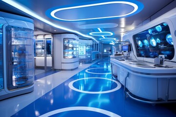 Obraz premium Future of Medicine: High-Tech Lab Merging Nature and Innovation