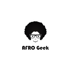 Afro Hair Geek With a Smile Logo Symbol Design Template Flat Style Vector