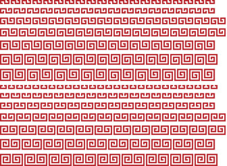 雷文風マークのベクターイラストセット（中国風ラーメンマーク、中華風マーク）