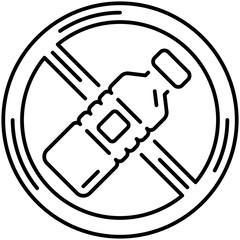 No Plastic Bottle Outline Icon
