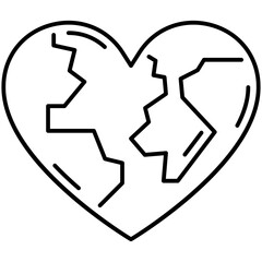Heart Shaped Earth Outline Icon