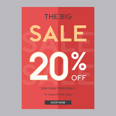 The big sale 20% off discount promotion poster