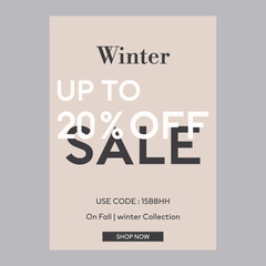 Winter up to sale 20% off discount promotion poster
