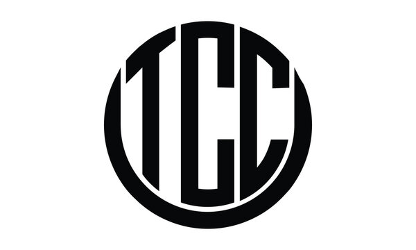 TCC shield in circle logo design vector template. lettermrk, wordmark, monogram symbol on white background.