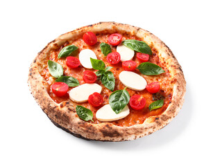 Tasty pizza Margarita on white background