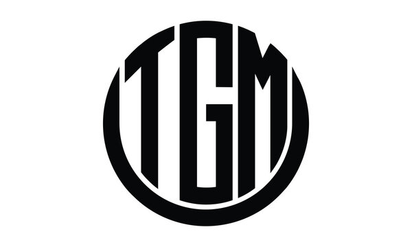 TGM shield in circle logo design vector template. lettermrk, wordmark, monogram symbol on white background.