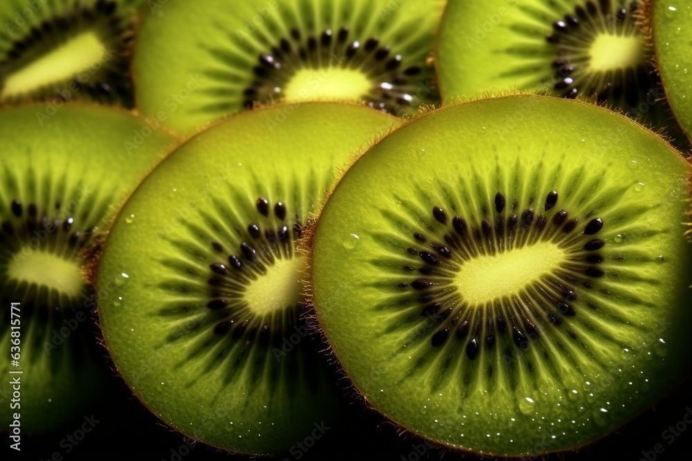 Poster Generative AI : Fresh Kiwi fruit with water droplets isolated on white background with clipping path