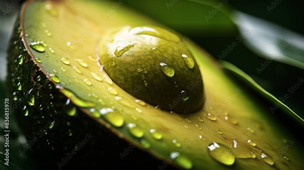 Aufkleber generative ai : fresh avocado fruit with water droplets isolated on white background with clipping p