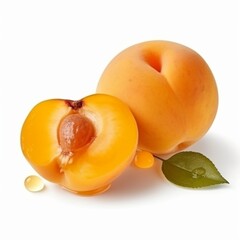 Generative AI : Fresh Apricot fruit with water droplets isolated on white background with clipping path