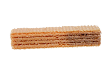 wafer filled with chocolate biscuit sweet junk food isolated on white background with space for text