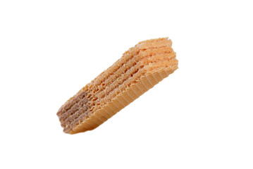 wafer filled with chocolate biscuit sweet junk food isolated on white background with space for text