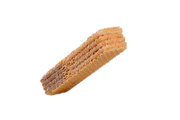 wafer filled with chocolate biscuit sweet junk food isolated on white background with space for text