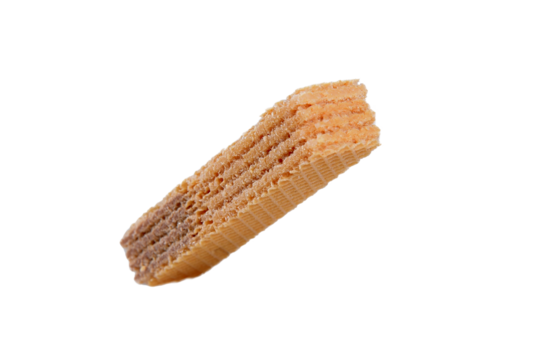 wafer filled with chocolate biscuit sweet junk food isolated on white background with space for text