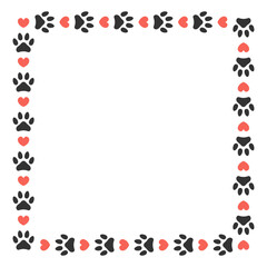 Cat paw print and heart flat square frame © DELYRICA