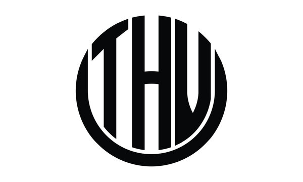 THV shield in circle logo design vector template. lettermrk, wordmark, monogram symbol on white background.