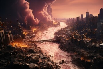 崩壊した街並み,Generative AI AI画像