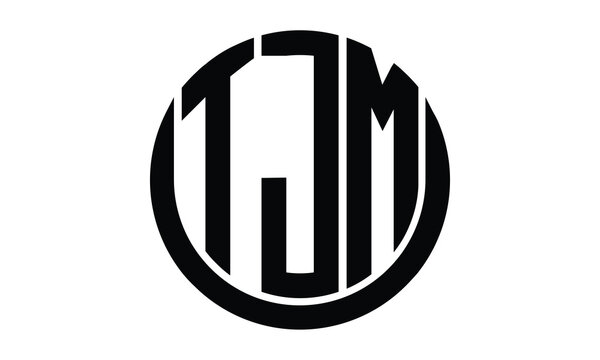 TJM shield in circle logo design vector template. lettermrk, wordmark, monogram symbol on white background.