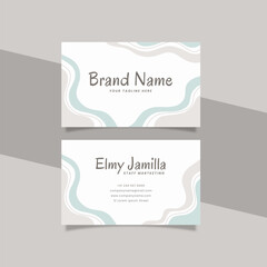 Printable Geometric Business Card Template Decorated with Doodle Frame Blue Gray Pastel Color Background