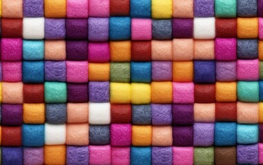 Colourful felt samples as an abstract background. Merino wool for felting, needlework, DIY. Hobbies and leisure concept. AI generated digital design. 