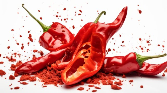 Exploding red hot chili pepper. 