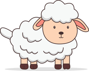 cute cartoon sheep . white cartoon sheep illustration