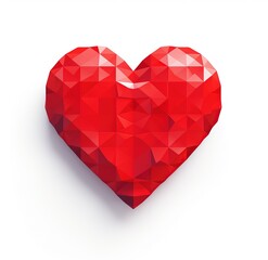 Red pixel heart on a white background. Digital icon. Video game style art. Generative AI.