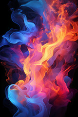 Vibrant neon retro flames. AI generative